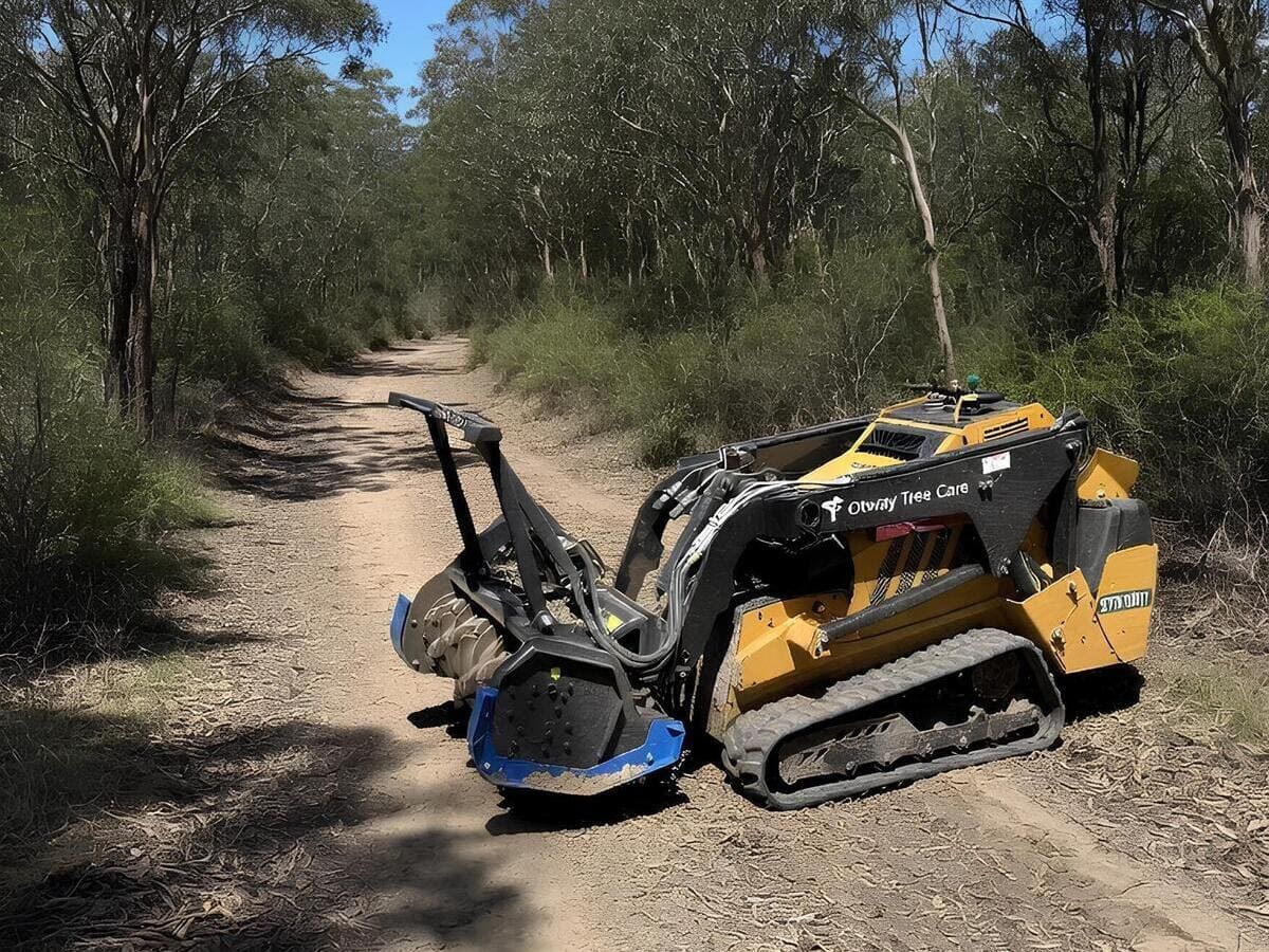 Forestry mulching machine clearing a bush track